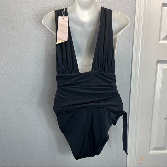 Free People X HAH Cut To The Chase 1 Piece Swim Bodysuit Black - Picture 12 of 13